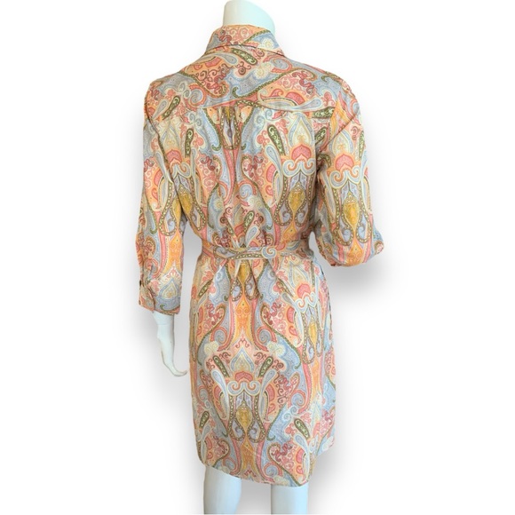 TOMMY HILFIGER PAISLEY PRINT BUTTON DOWN SHIRT DRESS. WOMEN’S SIZE MEDIUM - Picture 3 of 6
